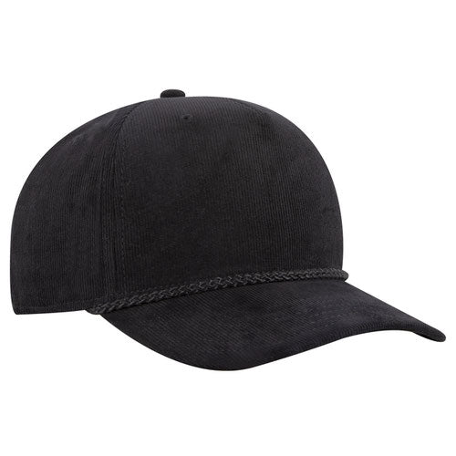Corduroy Structured 5-Panel with Rope - Black