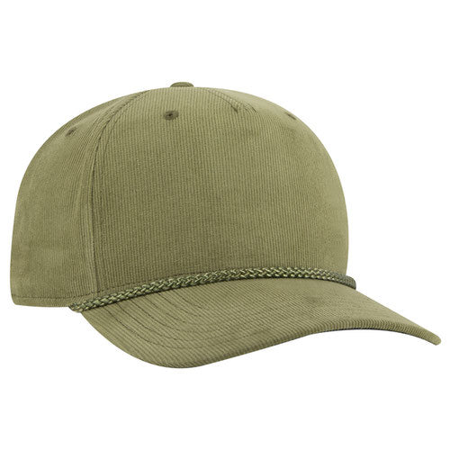 Corduroy Structured 5-Panel with Rope - Olive