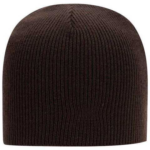 8 1/2" Classic Acrylic Knit Beanie - Dark Brown
