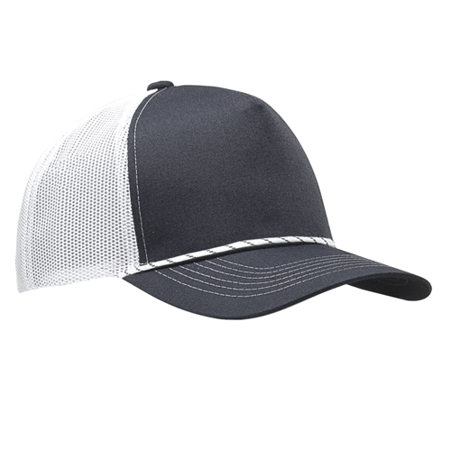 5-Panel MixColors Rope Structured Front Mesh Back - Charcoal/ White Rope