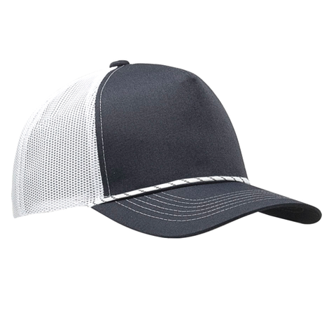 5-Panel MixColors Rope Structured Front Mesh Back - Charcoal/ White Rope