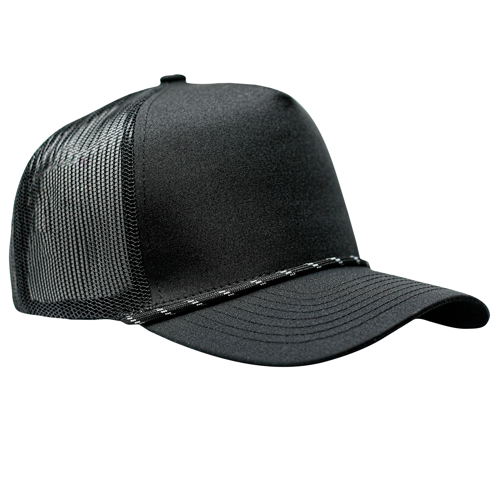 5-Panel MixColors Rope Structured Front Mesh Back - Black/ Black / Black Rope
