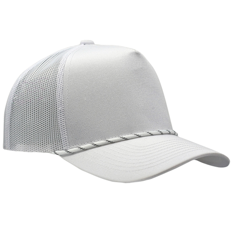 5-Panel MixColors Rope Structured Front Mesh Back - White/ White Speckle Rope