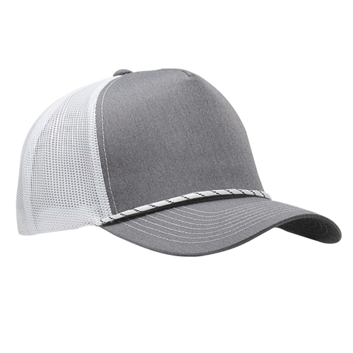 5-Panel MixColors Rope Structured Front Mesh Back - Heather Grey/ White Rope