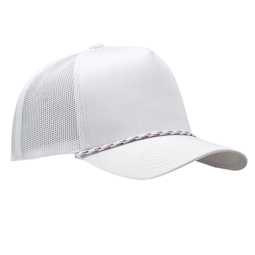 5-Panel MixColors Rope Structured Front Mesh Back - White/ White Rope