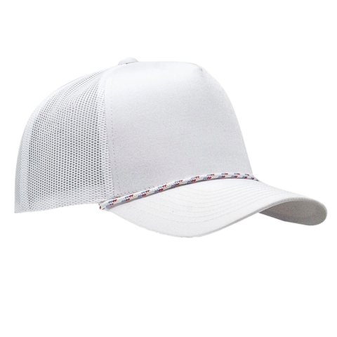 5-Panel MixColors Rope Structured Front Mesh Back - White/ White Rope