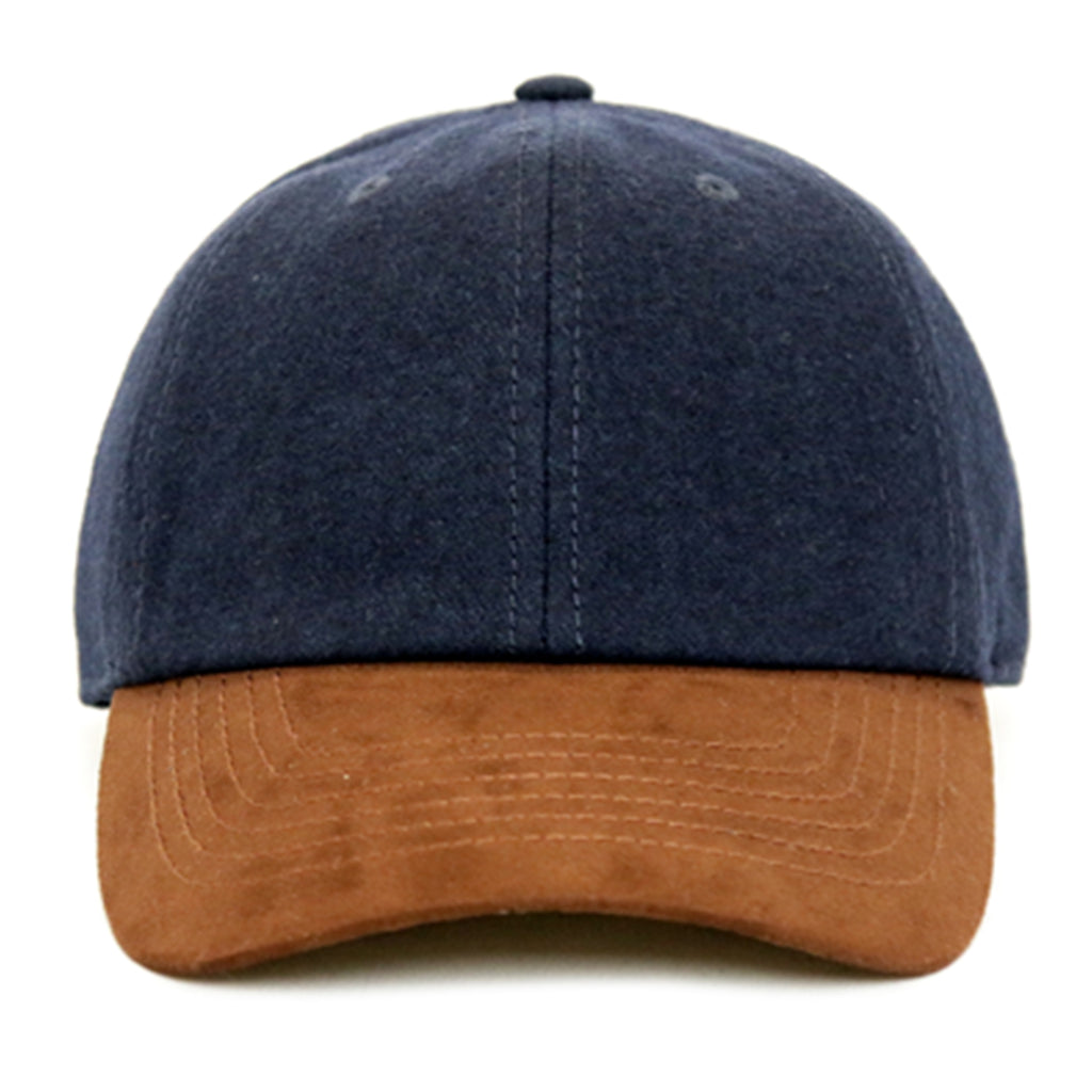 Navy Wool/ Suede 6-Panel Dad Hat