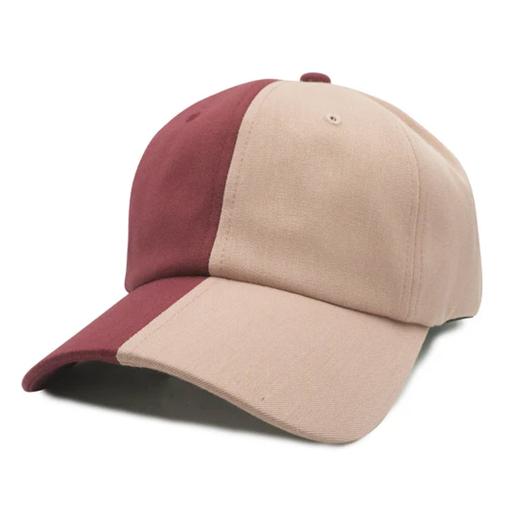 2 Tone Split Dad Cap - Wine/ Hazy Pink