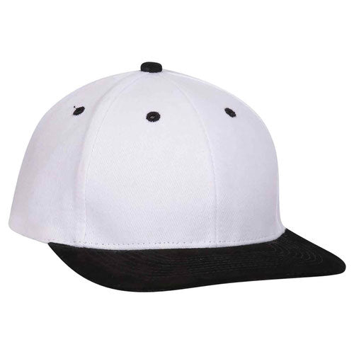 White/ Black Cotton 6 Panel Flatbill