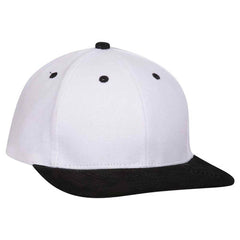 White/ Black Cotton 6 Panel Flatbill