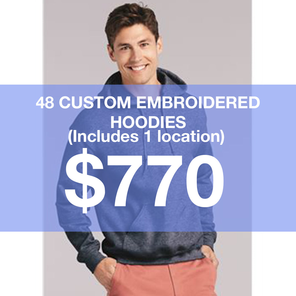 48 Custom Embroidered Hoodies