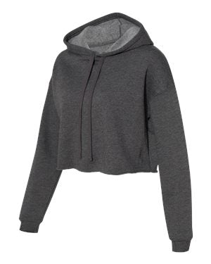 Women's Cropped Fleece Hoodie -  Dark Heather Grey