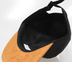 Black Cotton / Brown Suede 5-Panel Camper Hat