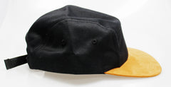 Black Cotton / Brown Suede 5-Panel Camper Hat