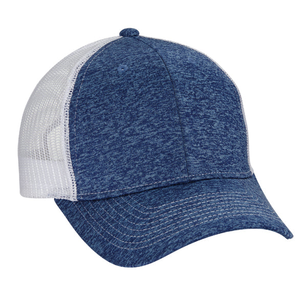 Tri Blend 6-Panel Mesh Dad Hat - Navy/ White