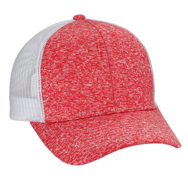 Tri Blend 6-Panel Mesh Dad Hat - Red/ White