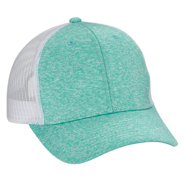 Tri Blend 6-Panel Mesh Dad Hat - Teal/ White