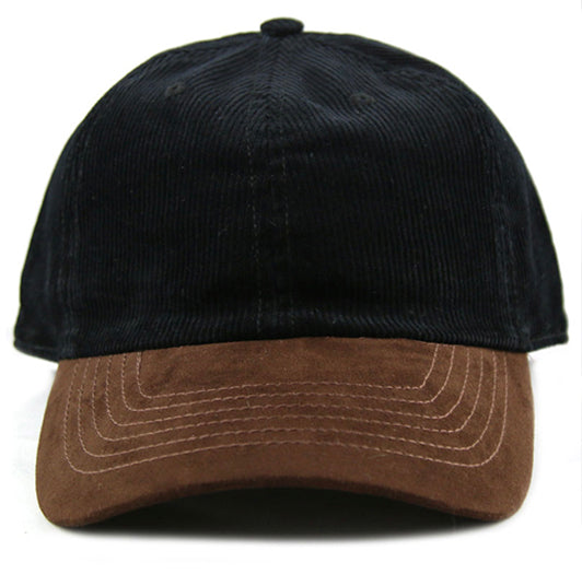 Black Corduroy/ Suede 6-Panel Dad Hat