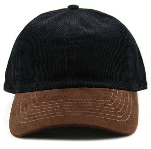 Black Corduroy/ Suede 6-Panel Dad Hat