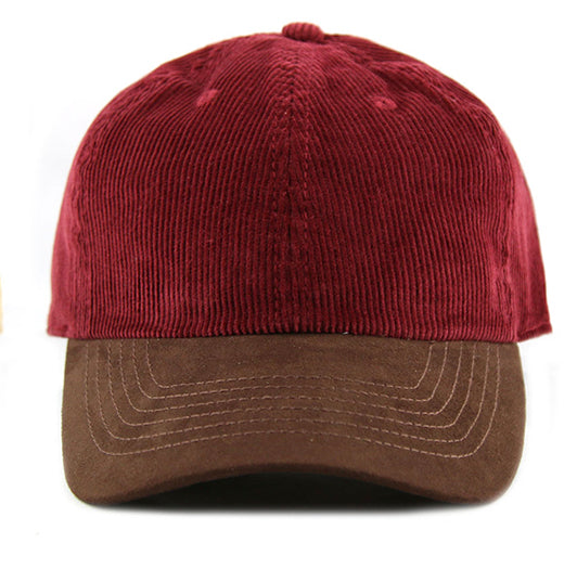 Burgundy Corduroy/ Suede 6-Panel Dad Hat