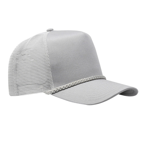 Twill Front Meshback Braid Rope Snapback - Grey