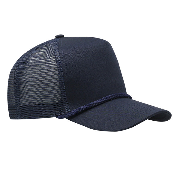 Twill Front Meshback Braid Rope Snapback - Navy