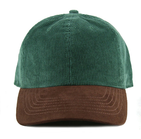 Green Corduroy/ Suede 6-Panel Dad Hat