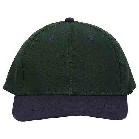 6 Panel Brushed Twill Vintage Dark Green/ Navy Cap