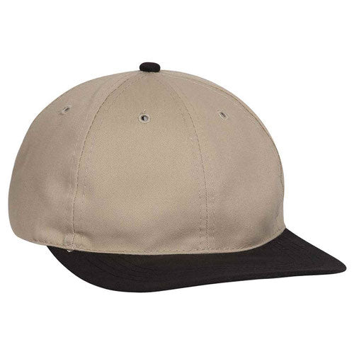 Khaki/ Black 6 Panel Low Profile Brushed Twill Cap