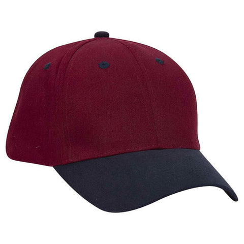 6 Panel Brushed Twill Vintage Maroon/ Navy Cap