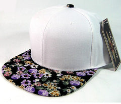 White/ Teal Floral Snapback