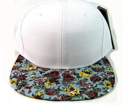 White/ Teal Floral Snapback