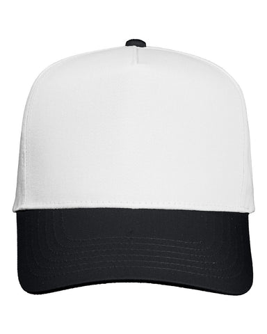 K Frame 5 Panel Twill Snapback - White/ Black