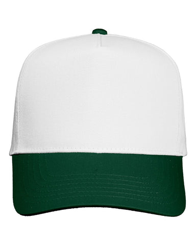 K Frame 5 Panel Twill Snapback - White/ Green