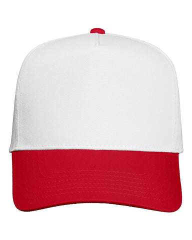 K Frame 5 Panel Twill Snapback - White/ Red