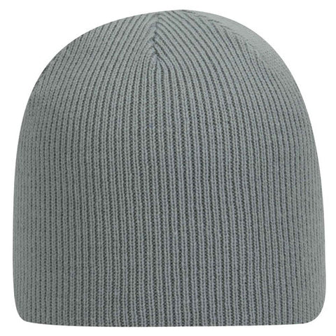 8 1/2" Classic Acrylic Knit Beanie - Grey