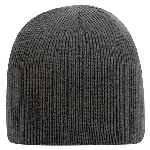8 1/2" Classic Acrylic Knit Beanie - Charcoal