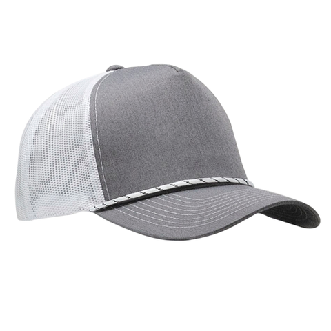 5-Panel MixColors Rope Structured Front Mesh Back - Heather Grey/ White Rope