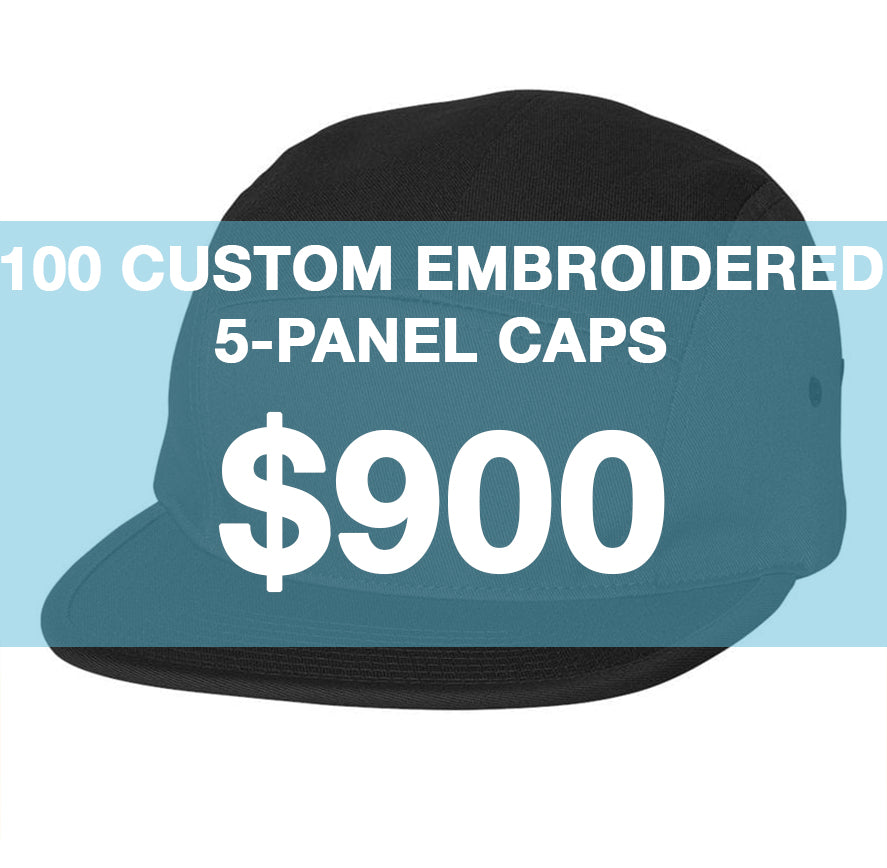 100 Custom Embroidered 5-Panels