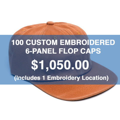 100 CUSTOM EMBROIDERED 6-PANEL FLOP CAPS