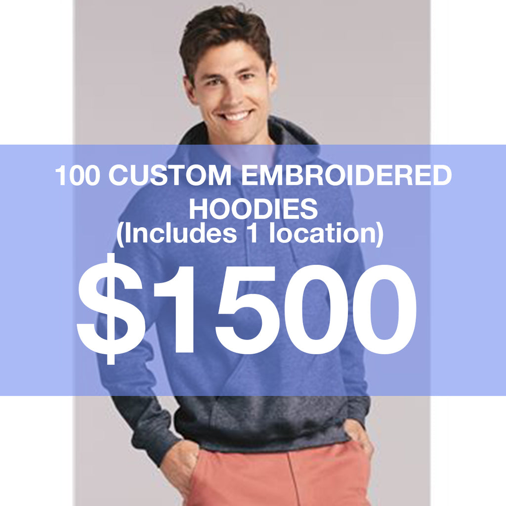 100 Custom Embroidered Hoodies
