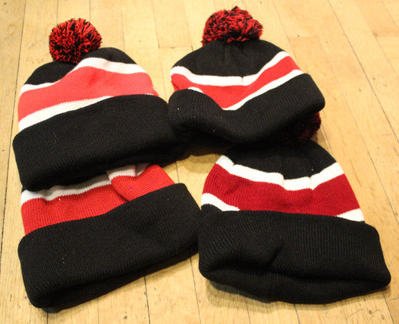 Wholesale lot of 4 Black/ Red Throwback beanies