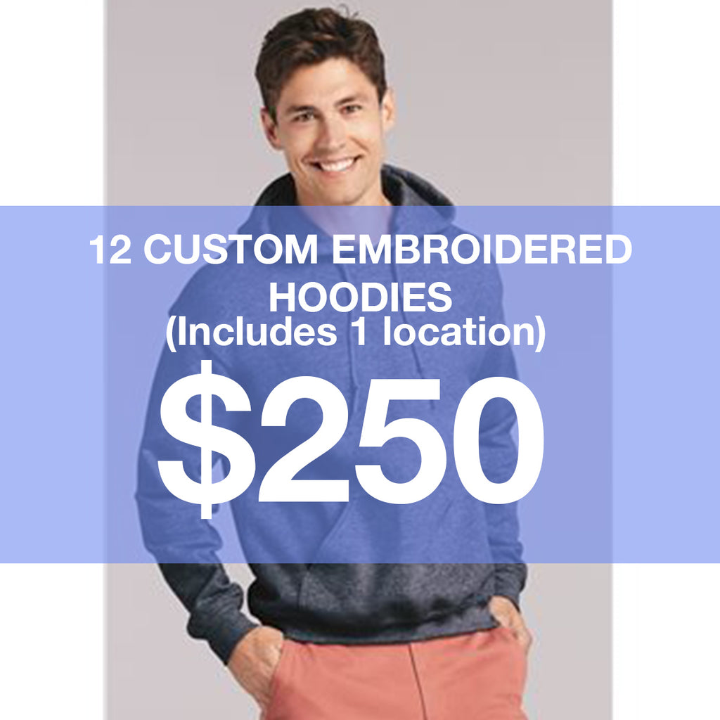 12 Custom Embroidered Hoodies