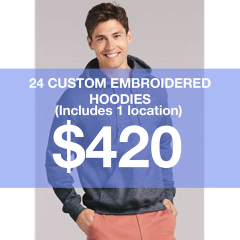 24 Custom Embroidered Hoodies