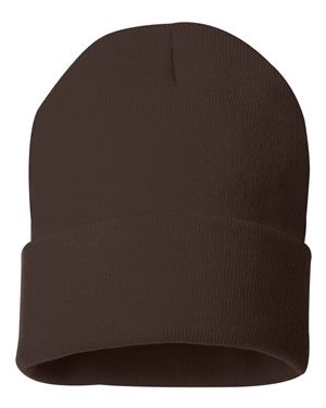 Solid 12" Knit Beanie - Brown