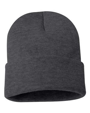 Solid 12" Knit Beanie - Charcoal Grey
