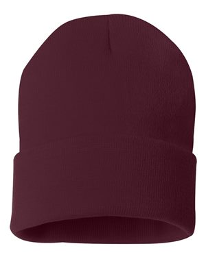 Solid 12" Knit Beanie - Maroon