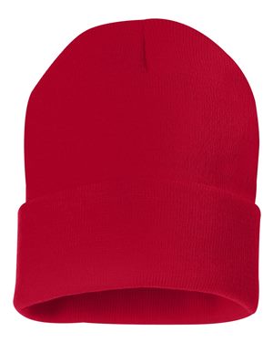Solid 12" Knit Beanie - Red