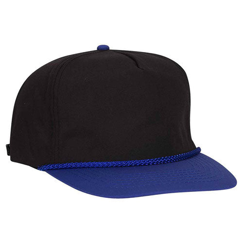 Black/ Royal Blue High Crown Baseball Cap with Rope
