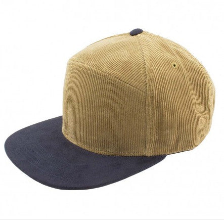 Corduroy Suede Snapback Khaki/ Navy - Bulk-Caps Wholesale Headwear